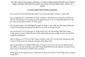 Quyết định 324/QĐ-UBND năm 2013 kho bãi kinh doanh xuất nhập khẩu Cao Bằng