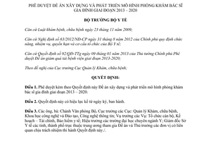 Quyết định 935/QĐ-BYT 2013 xây dựng phát triển mô hình phòng khám bác sĩ gia đình 2013 2020