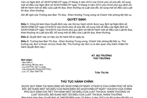 Quyết định 244/QĐ-BNV năm 2013 thủ tục hành chính thuộc phạm vi Bộ Nội vụ