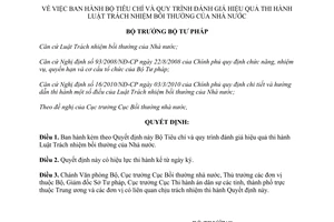 Quyết định 634/QĐ-BTP năm 2013 Bộ Tiêu chí quy trình đánh giá hiệu quả thi hành