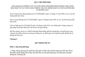 Quy chế phối hợp 10/QCPH-BGTVT-UBND bảo đảm an toàn giao thông điểm giao cắt đường bộ đường sắt