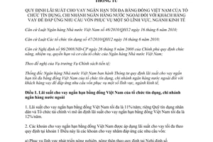 Thông tư 09/2013/TT-NHNN quy định lãi suất cho vay ngắn hạn tối đa bằng đồng VN