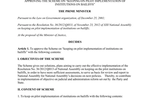 Decision No. 510/QD-TTg approving the scheme on keeping on pilot implementation