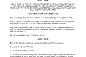 Quyết định 643/QĐ-NHNN năm 2013 lãi suất tái cấp vốn tái chiết khấu cho vay