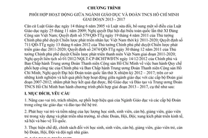 Chương trình 355/CTr-BGDĐT-TWĐTN phối hợp giáo dục đoàn thanh niên cộng sản Hồ Chí Minh