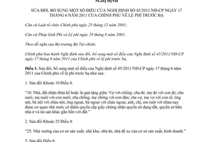 Nghị định 23/2013/NĐ-CP sửa đổi Nghị định 45/2011/NĐ-CP lệ phí trước bạ