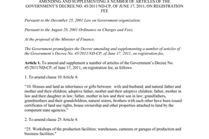 Decree No. 23/2013/ND-CP amending and supplementing a number of articles of the