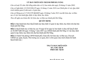 Quyết định số 13/2013/QĐ-UBND quy định quản lý dạy thêm học thêm Đà Nẵng