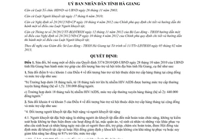 Quyết định 563/2013/QĐ-UBND sửa đổi mức trợ giúp đối tượng bảo trợ xã hội Hà Giang