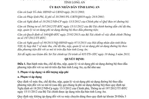 Quyết định 12/2013/QĐ-UBND mức thu chế độ thu nộp quản lý và sử dụng Long An