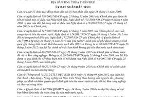 Quyết định số 564/QĐ-UBND giá bán nước sạch Thừa Thiên Huế