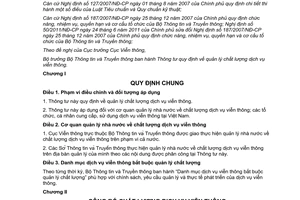 Thông tư 08/2013/TT-BTTTT quy định quản lý chất lượng dịch vụ viễn thông