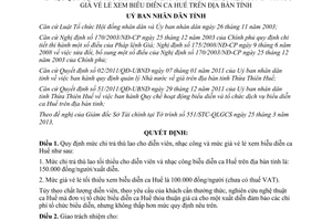 Quyết định số 577/QĐ-UBND thù lao chi trả cho diễn viên nhạc công Thừa Thiên Huế