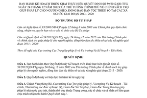 Quyết định 650/QĐ-BTP năm 2013 Kế hoạch thực hiện Quyết định 59/2012/QĐ-TTg