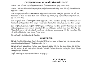 Quyết định 616/QĐ-UBND 2013 rà soát hệ thống hóa văn bản Tiền Giang