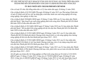 Quyết định số 1494/QĐ-UBND Quy hoạch vùng sản xuất rau an toàn Hồ Chí Minh