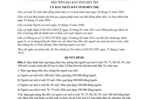 Quyết định 09/2013/QĐ-UBND tặng quà chúc mừng thọ người cao tuổi Bến Tre