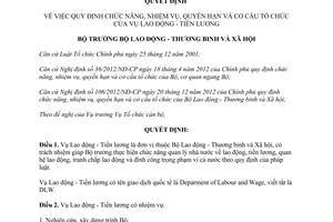 Quyết định 519/QĐ-LĐTBXH năm 2013 chức năng cơ cấu tổ chức của Vụ Lao động