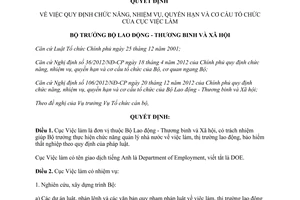 Quyết định 517/QĐ-LĐTBXH năm 2013 cơ cấu tổ chức của Cục Việc làm