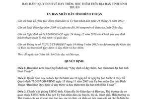 Quyết định 13/2013/QĐ-UBND Quy định dạy thêm học thêm trên địa bàn Bình Thuận