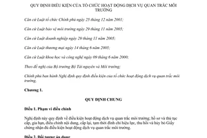 Nghị định 27/2013/NĐ-CP quy định điều kiện tổ chức hoạt động dịch vụ quan trắc