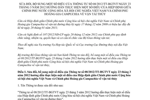 Thông tư 03/2013/TT-BGTVT sửa đổi Thông tư 08/2012/TT-BGTVT