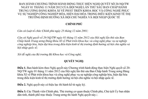 Nghị quyết 46/NQ-CP năm 2013 Chương trình hành động thực hiện Nghị quyết 20