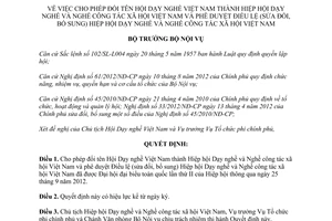 Quyết định 272/QĐ-BNV Hiệp hội Dạy nghề và Nghề công tác xã hội Việt Nam