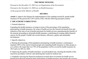 Decision No. 538/QD-TTg 2013 roadmap towards all-people health insurance