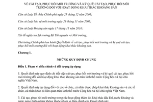 Quyết định 18/2013/QĐ-TTg cải tạo phục hồi môi trường