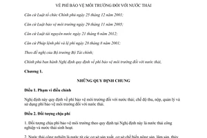 Nghị định 25/013/NĐ-CP phí bảo vệ môi trường đối với nước thải