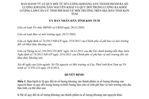 Quyết định 17/2013/QĐ-UBND tỷ lệ quy đổi số lượng khoáng sản thành phẩm