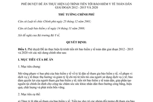 Quyết định 538/QĐ-TTg năm 2013 phê duyệt Đề án thực hiện lộ trình BHYT toàn dân