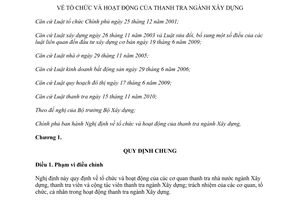 Nghị định 26/2013/NĐ-CP  tổ chức và hoạt động của thanh tra ngành Xây dựng