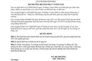 Quyết định 1142/QĐ-BGDĐT phổ biến pháp luật cho ngành giáo dục 2013