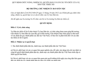 Quyết định 151/QĐ-UBDT năm 2013 chức năng nhiệm vụ quyền hạn Vụ Dân tộc thiểu số