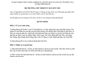 Quyết định 147/QĐ-UBDT năm 2013 chức năng nhiệm vụ quyền hạn Vụ Địa phương III