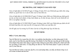 Quyết định 146/QĐ-UBDT năm 2013 chức năng nhiệm vụ quyền hạn Tạp chí Dân tộc