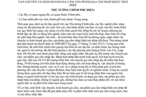 Công điện 487/CĐ-TTg năm 2013 Đề án phòng ngừa ngăn chặn vận chuyển kinh doanh