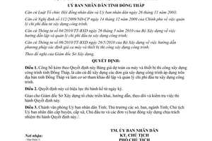 Quyết định 326/QĐ-UBND.HC 2013 giá dự toán ca máy thiết bị thi công Đồng Tháp