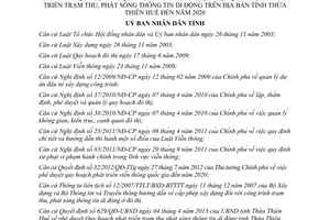 Quyết định 12/2013/QĐ-UBND Quy hoạch phát triển trạm thu phát sóng thông tin Huế