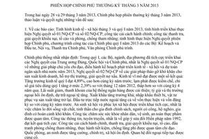 Nghị quyết 48/NQ-CP phiên họp Chính phủ thường kỳ tháng 3 năm 2013