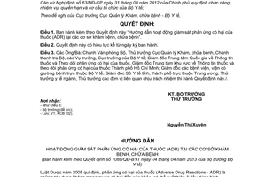 Quyết định 1088/QĐ-BYT 2013 hướng dẫn hoạt động giám sát phản ứng có hại của thuốc ADR