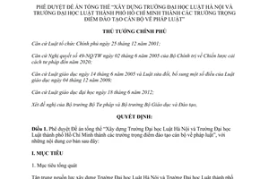 Quyết định 549/QĐ-TTg phê duyệt Đề án tổng thể xây dựng Trường Đại học Luật