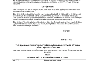 Quyết định số 972/QĐ-UBND Bộ thủ tục hành chính Sở Giao thông Vận tải Đồng Nai