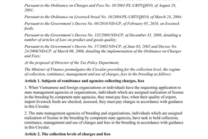 Circular No. 37/2013/TT-BTC providing for the collection level the regime