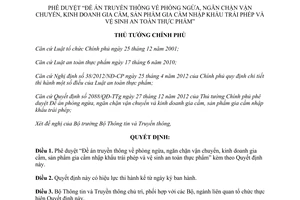 Quyết định 550/QĐ-TTg năm 2013 Đề án truyền thông phòng ngừa kinh doanh gia cầm