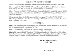 Quyết định 07/2013/QĐ-UBND quản lý dữ liệu tài nguyên môi trường Phú Yên