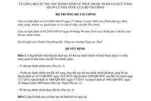 Quyết định 693/QĐ-BTC năm 2013 thủ tục hành chính về thuế Bộ Tài chính