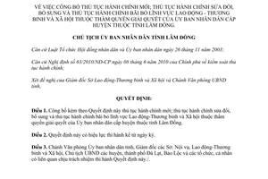 Quyết định 662/QĐ-UBND 2013 thủ tục hành chính Lao động Thương binh Xã hội Lâm Đồng